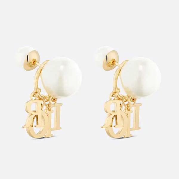 Khuyên Tai Nữ Dior Tribales Clip-On Earrings Màu Vàng Trắng