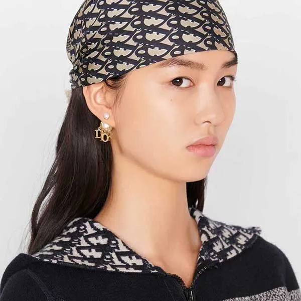 Khuyên Tai Nữ Dior Tribales Clip-On Earrings Màu Vàng Trắng
