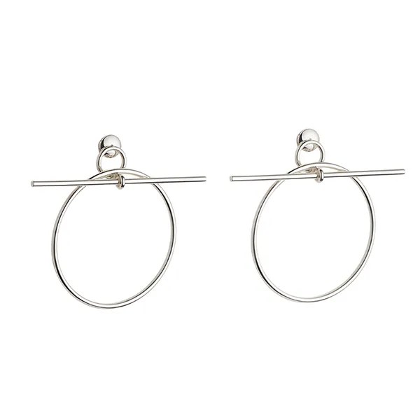 Khuyên Tai Nữ Hermès Loop Earrings, Medium Model Màu Bạc