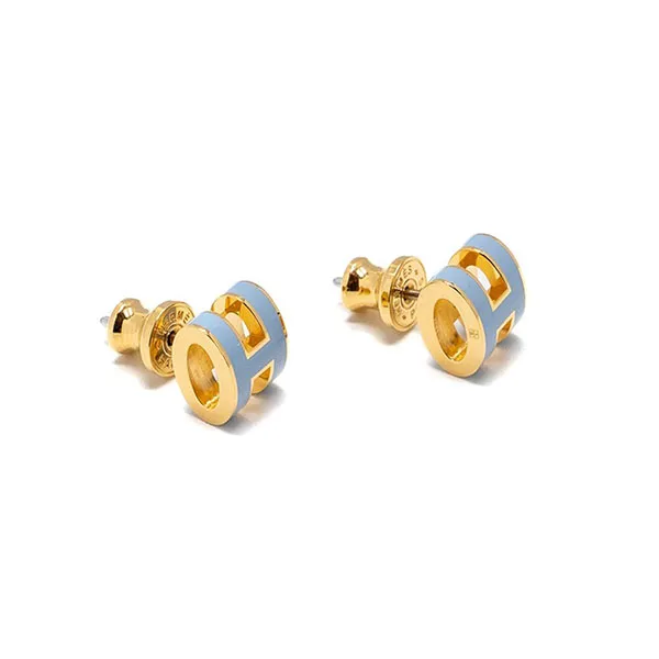 Khuyên Tai Nữ Hermès Mini Pop H Earrings Blue Màu Xanh Blue