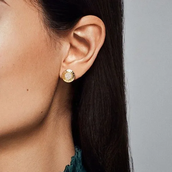 Khuyên Tai Nữ Pandora Shine Logo Stud Earrings 260559CZ Màu Vàng Gold