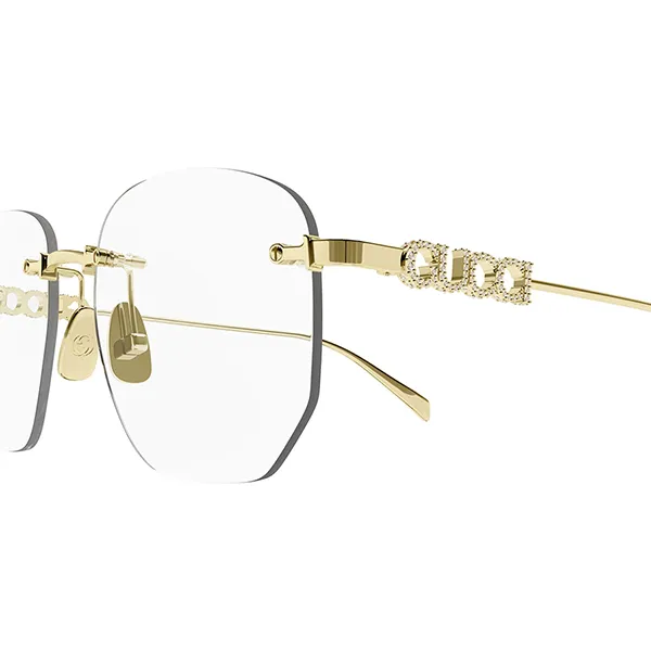 Kính Mắt Cận Nữ Gucci GG1806O 001 Yellow Gold Rectangular Glasses Màu Vàng Gold