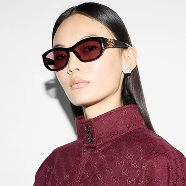 Kính Mát Nữ Gucci Sunglasses GG1826SK 007 Màu Đen/Đỏ