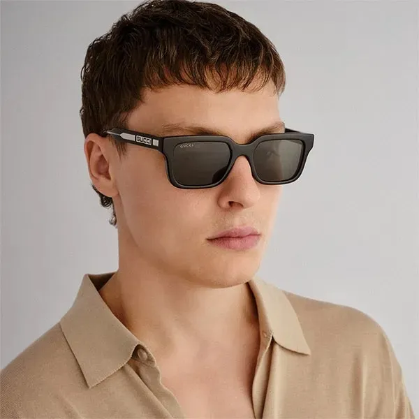 Kính Mát Nam Gucci Rectangular Sunglasses GG1732SK 001 Black Màu Đen - Kính mắt - Vua Hàng Hiệu