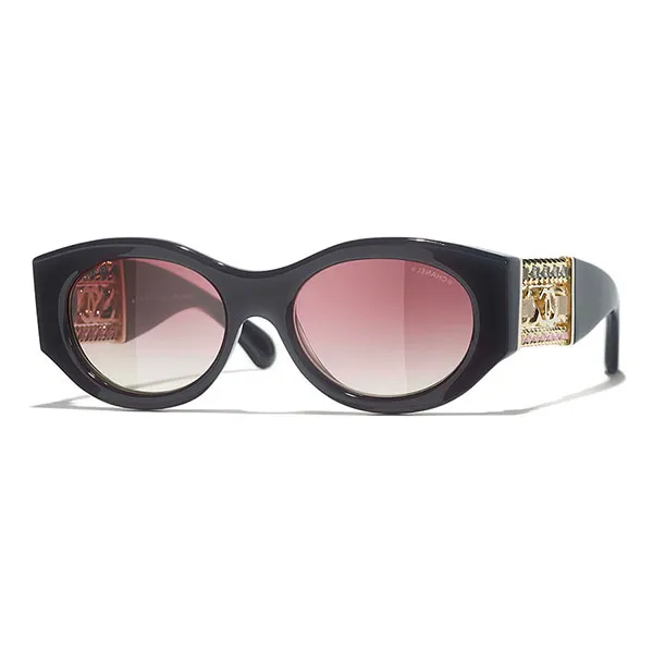 Kính Mát Nữ Channel Oval Sunglasses 0CH5536Q 17168H Màu Hồng Đen