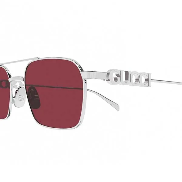 Kính Mát Nữ Gucci GG1804S 004 Silver Red Sunglasses Màu Bạc Đỏ