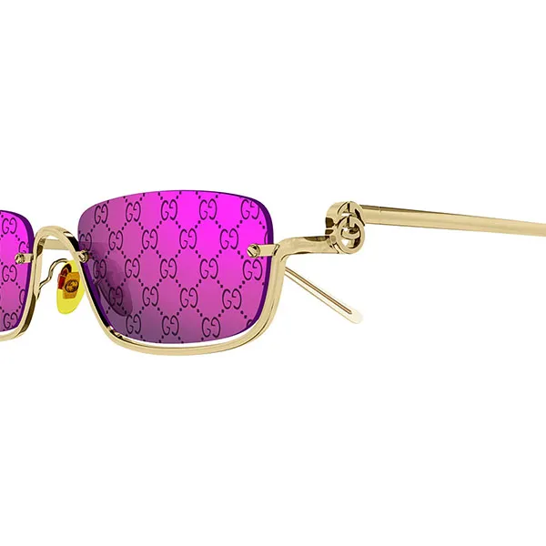 Kính Mát Nữ Gucci Gold Rectangular Sunglasses GG1278S 005 Màu Tím Vàng