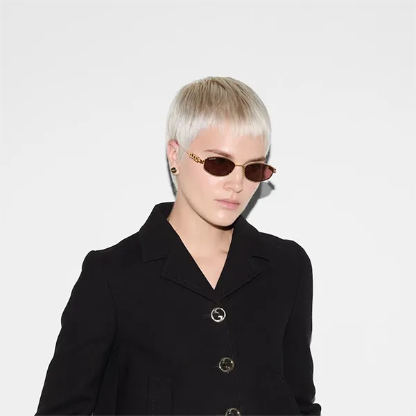 Kính Mát Nữ Gucci GG1802S Oval Frame Sunglasses Gold Red Màu Vàng Đỏ - Kính mắt - Vua Hàng Hiệu