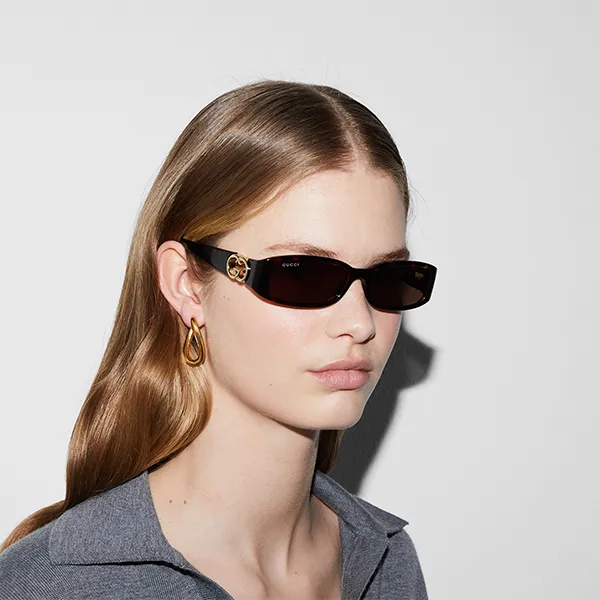 Kính Mát Nữ Gucci Rectangular Frame Sunglasses GG1661S Màu Nâu Havana