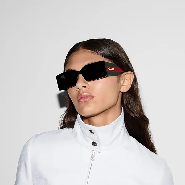 Kính Mát Nữ Gucci Rectangular Frame Sunglasses GG1860S Màu Đen