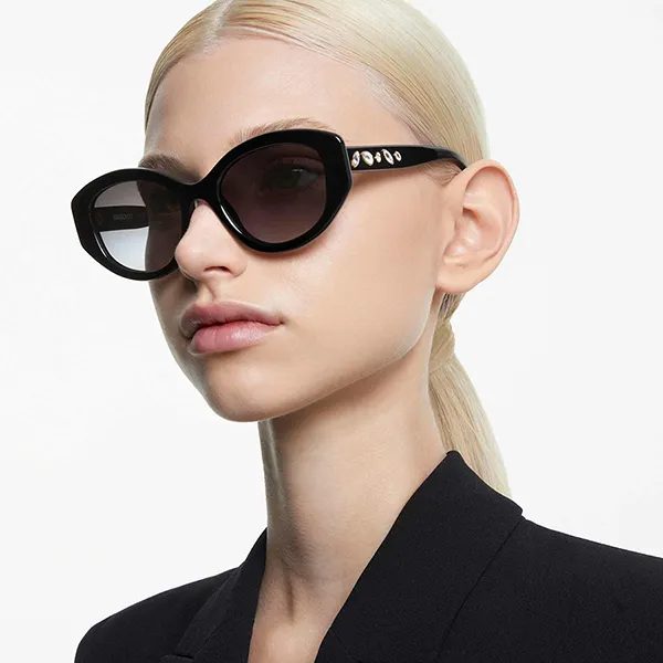 Kính Mát Nữ Swarovski Cat Eye Shape SK6005 5679527 Sunglasses Black Màu Đen Xám - Kính mắt - Vua Hàng Hiệu