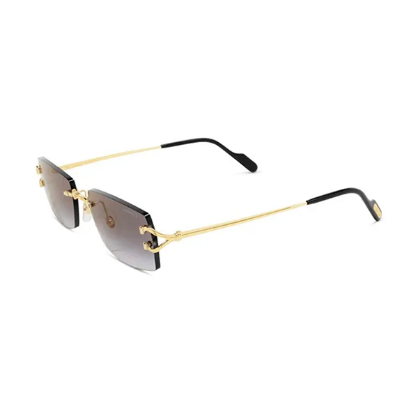 Kính Mát Unisex Cartier CT0550S 001 56 Sunglasses Màu Xám Vàng - Kính mắt - Vua Hàng Hiệu
