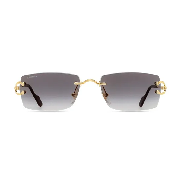 Kính Mát Unisex Cartier CT0550S 001 56 Sunglasses Màu Xám Vàng - Kính mắt - Vua Hàng Hiệu