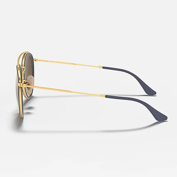 Kính Mát Unisex Rayban Round Double Bridge Sunglasses RB3647N 001/9U Màu Bạc/Gold - Kính mắt - Vua Hàng Hiệu