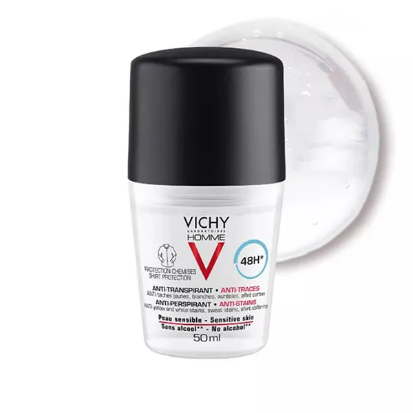 Lăn Khử Mùi Vichy Homme Desodorizante Anti-Traços 48h Roll-On 50ml - Lăn khử mùi - Vua Hàng Hiệu