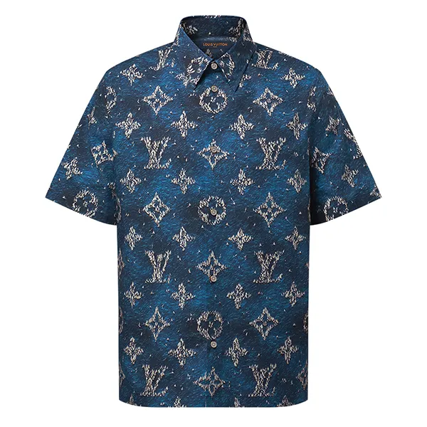 Áo Sơ Mi Cộc Tay Nam Louis Vuitton LV Họa Tiết Monogram 1AHVTZ Màu Xanh Size S - Thời trang - Vua Hàng Hiệu