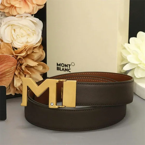 Thắt Lưng Nam Montblanc M Buckle Brown Black 35mm Leather Belt MB129446 Màu Nâu - Thắt lưng - Vua Hàng Hiệu