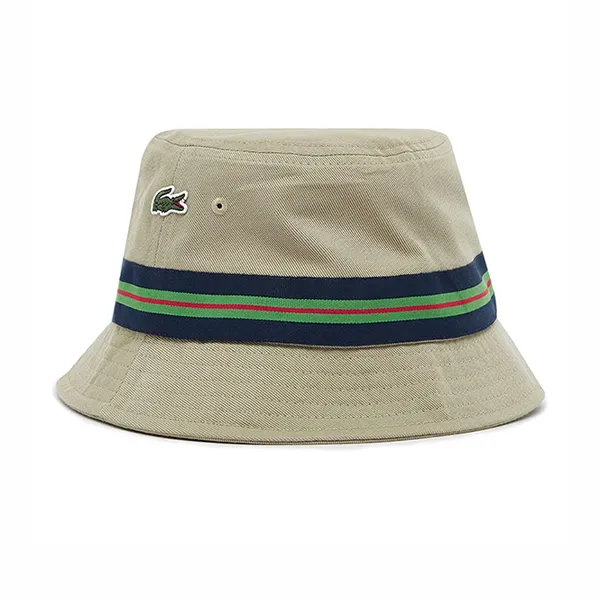 Mũ Lacoste Organic Cotton Stripe Band Bucket Hat Màu Be Xanh - Mũ nón - Vua Hàng Hiệu