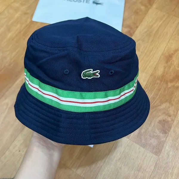 Mũ Lacoste Organic Cotton Stripe Band Bucket Hat RK6864 166 Màu Xanh Navy
