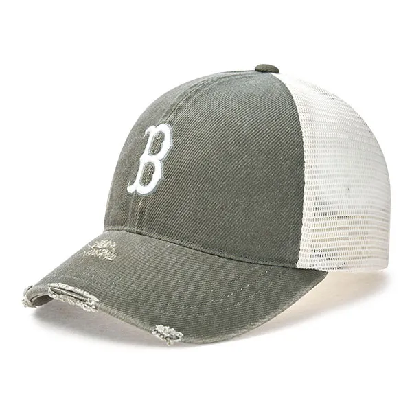 Mũ MLB Basic Washed Mesh Boston Red Sox 3AMCB0153-43KAL Màu Khaki - Mũ nón - Vua Hàng Hiệu