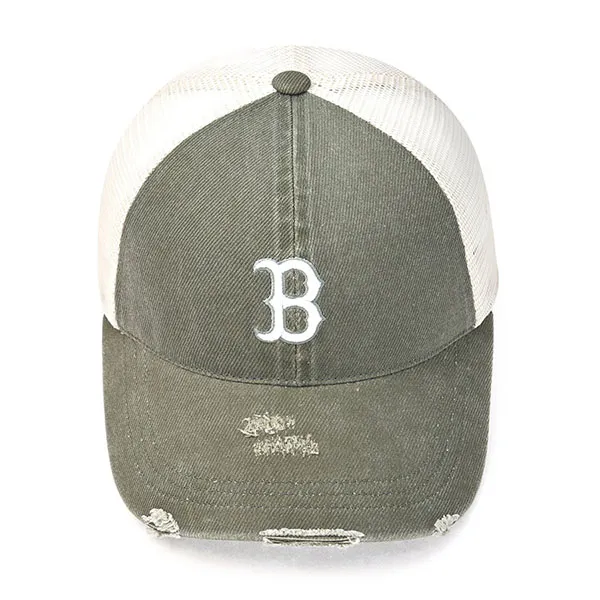 Mũ MLB Basic Washed Mesh Boston Red Sox 3AMCB0153-43KAL Màu Khaki - Mũ nón - Vua Hàng Hiệu