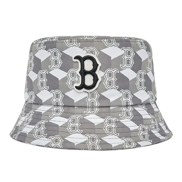 Mũ MLB Cube Monogram Bucket Hat Boston Red Sox 3AHTM033N-43GRS Màu Xám - Mũ nón - Vua Hàng Hiệu