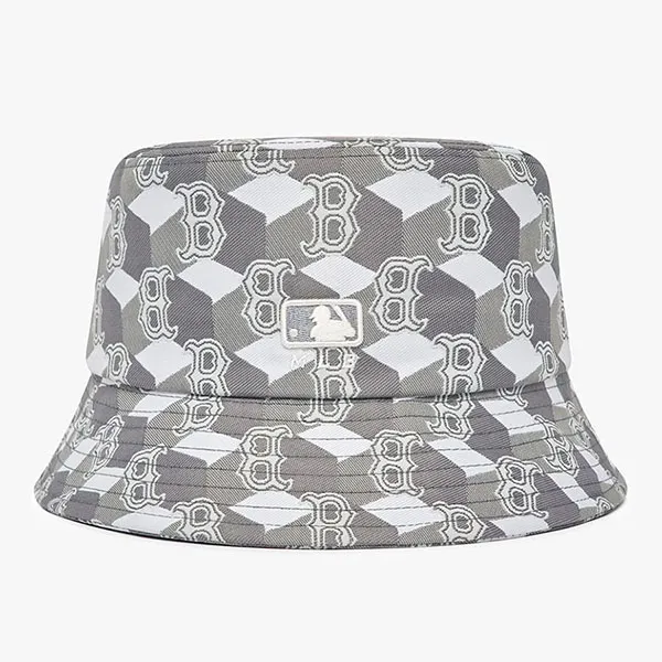 Mũ MLB Cube Monogram Bucket Hat Boston Red Sox 3AHTM033N-43GRS Màu Xám - Mũ nón - Vua Hàng Hiệu