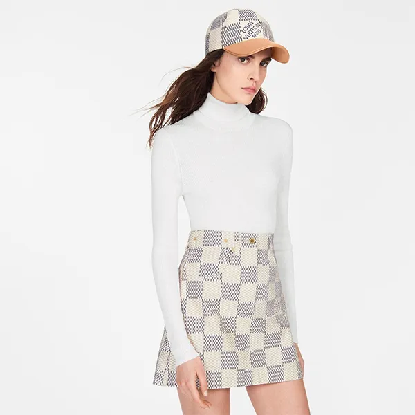 Mũ Nữ Louis Vuitton LV Damier Azur Cap Azure Blue M77447 Màu Be Phối Xanh - Mũ nón - Vua Hàng Hiệu