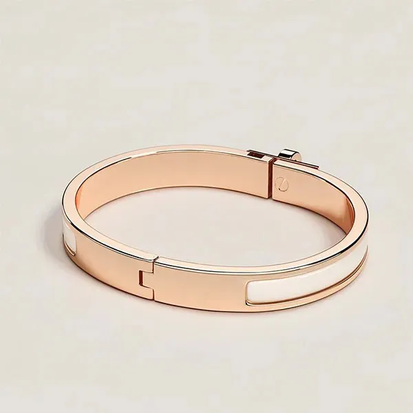 Vòng Đeo Tay Nữ Hermès Mini Clic Kelly Bracelet Cream Màu Vàng Hồng Phối Kem