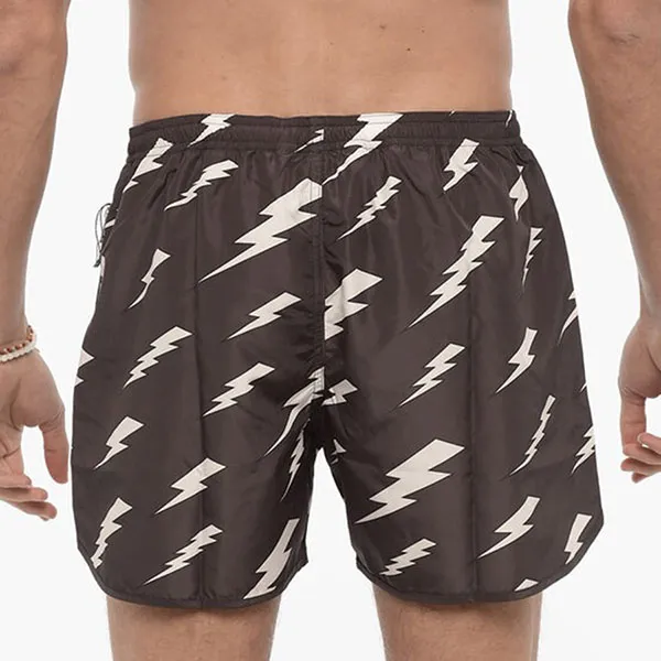 Quần Short Nam Neil Barrett Slim Rain Bolts Swim Shorts PBCB005-U046 Màu Đen Ghi Size S