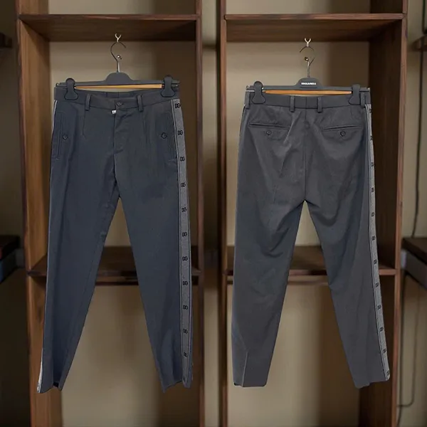 Quần Tây Nam Dolce & Gabbana D&G Chữ Chạy Dọc GVRHET FUBAF Màu Ghi Xám Size 44 - Thời trang - Vua Hàng Hiệu