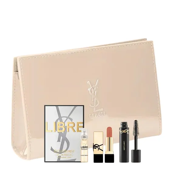 Set Mỹ Phẩm Yves Saint Laurent Mini 4 Món (YSL Libre EDP + YSL Rouge Nude Muse + Mascara YSL Lash Clash + Túi) - Mỹ phẩm - Vua Hàng Hiệu