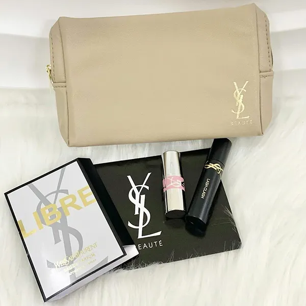 Set Yves Saint Laurent ( Vial YSL Libre EDP + YSL Loveshine Mini Màu 201 + Mascara YSL Lash Clash Mini + Túi) - Nước hoa - Vua Hàng Hiệu