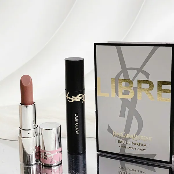 Set Yves Saint Laurent ( Vial YSL Libre EDP + YSL Loveshine Mini Màu 201 + Mascara YSL Lash Clash Mini + Túi) - Nước hoa - Vua Hàng Hiệu