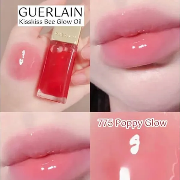 Son Dưỡng Guerlain Oil Kisskiss Bee 775 Poppy Glow Màu Đỏ Anh Đào 9.5ml - Son Môi - Vua Hàng Hiệu
