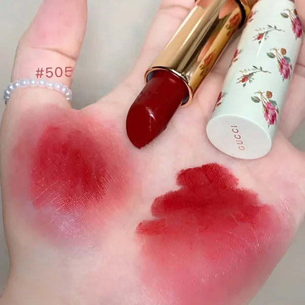 Son Gucci Rouge À Lèvres Voile Lipstick 505 Janet Rust Màu Đỏ Hồng Cam 3.5g