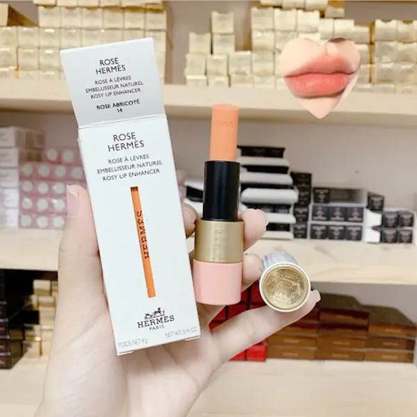 Son Hermès Rose Rosy Lip Enhancer Limited Edition 14 Rose Abricoté Màu Cam San Hô - Son Môi - Vua Hàng Hiệu