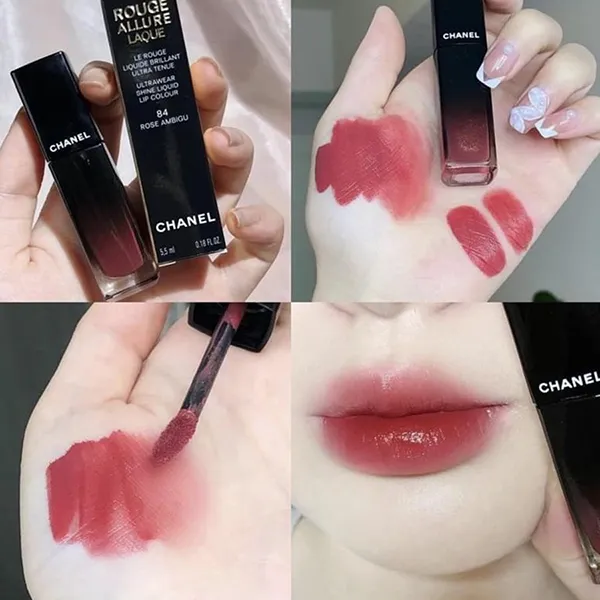 Son Kem Chanel Rouge Allure Laque Ultrawear Shine Liquid Lip Colour 84 Rose Ambigu Màu Đỏ Hồng Đào 5.5ml - Son Môi - Vua Hàng Hiệu
