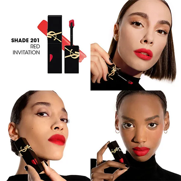 Son Kem Yves Saint Laurent YSL The Inks Blur 201 Red Invitation Màu Đỏ Thuần