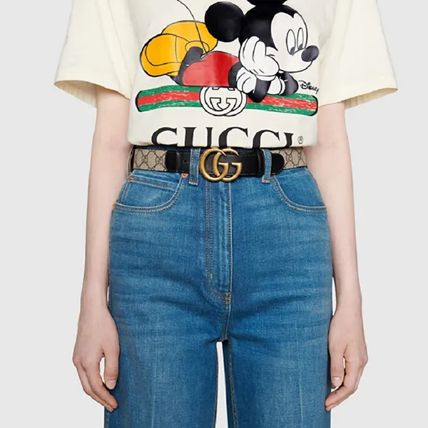 Thắt Lưng Gucci Double G Buckle GG Belt 625839-92TLT-9769 Màu Đen - Be Size 80 - Thắt lưng - Vua Hàng Hiệu