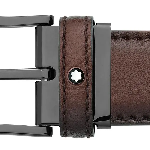Thắt Lưng Nam Montblanc 126038 Rounded Matt Satinless Steel Black PVD Pin Buckle Belt Màu Nâu Size 120 - Thắt lưng - Vua Hàng Hiệu