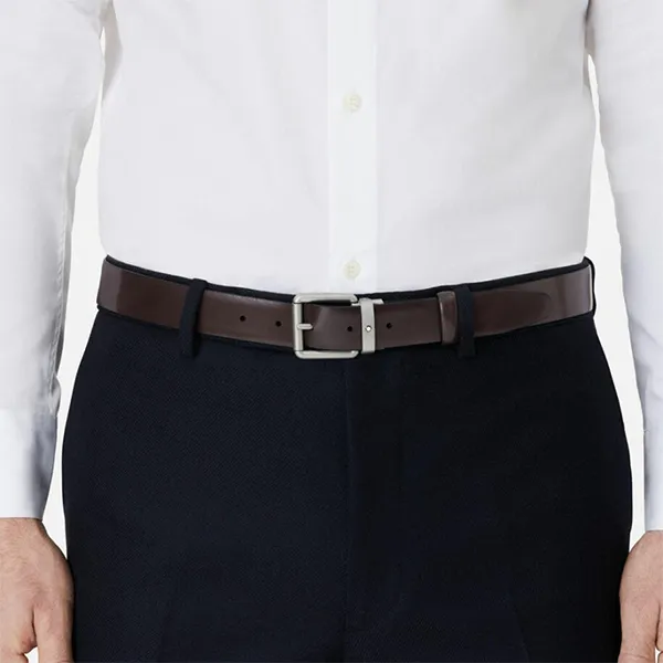 Thắt Lưng Nam Montblanc Brushed Brown 30mm Leather Belt MB129452 Màu Nâu - Thắt lưng - Vua Hàng Hiệu