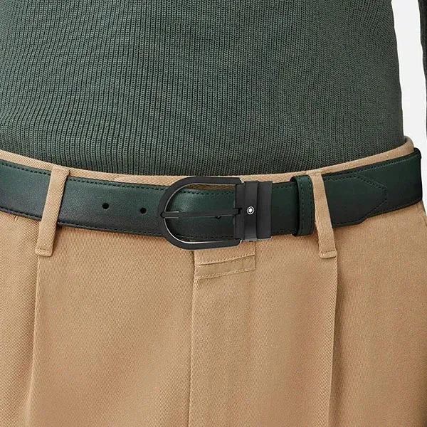 Thắt Lưng Nam Montblanc Horseshoe Buckle Green Leather Belt 129428 Màu Xanh Lá - Thắt lưng - Vua Hàng Hiệu