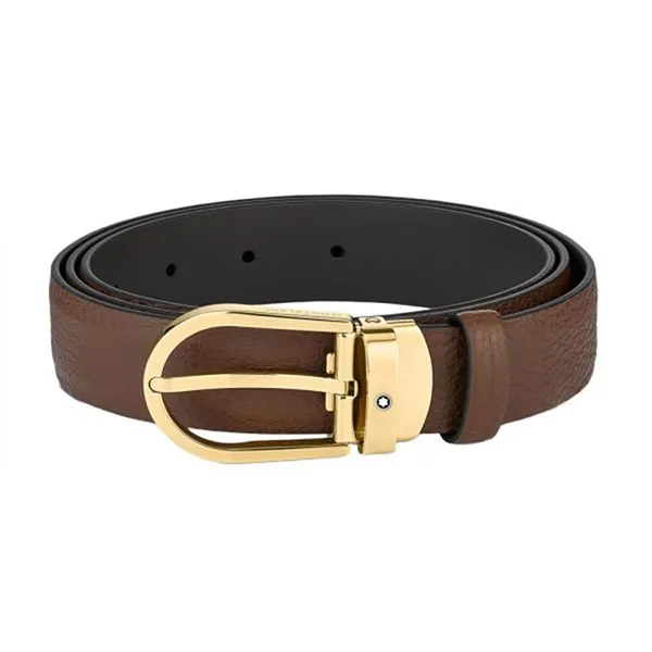Thắt lưng Nam Montblanc Horseshoe Buckle Brown 129423 Bản 3cm Màu Nâu Size 125 - Thắt lưng - Vua Hàng Hiệu