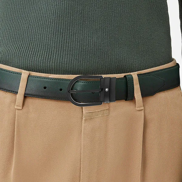 Thắt Lưng Nam Montblanc Horseshoe Buckle Green 35mm Leather Belt MB129428 Màu Xanh Size 120 - Thắt lưng - Vua Hàng Hiệu