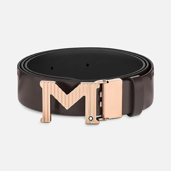 Thắt Lưng Nam Montblanc M Buckle Brown Black 35mm Reversible Leather Belt MB129448 Màu Nâu Đen - Thắt lưng - Vua Hàng Hiệu