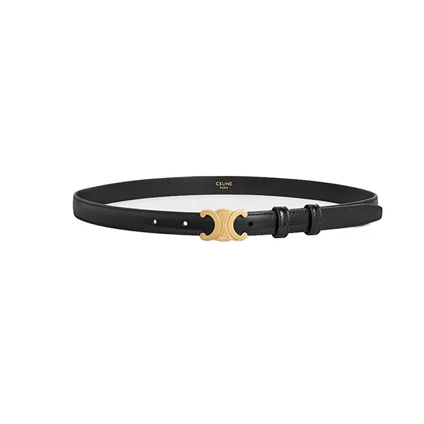 Thắt Lưng Nữ Celine Small Triomphe Belt In Taurillon Leather Bản 1.8cm Màu Đen Size 80