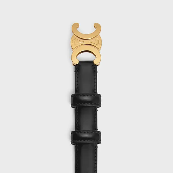 Thắt Lưng Nữ Celine Small Triomphe Belt In Taurillon Leather Bản 1.8cm Màu Đen Size 80