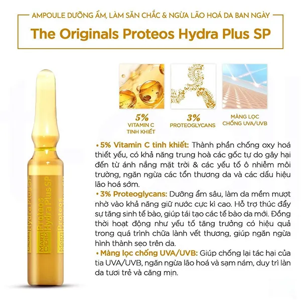 Tinh Chất Ampoule Hỗ Trợ Dưỡng Ẩm, Làm Săn Chắc & Ngừa Lão Hoá Da MartiDerm The Originals Proteos Hydra Plus SP (30 x 2ml)