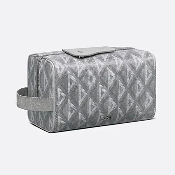 Túi Cầm Tay Dior Lingot Toiletry Case Gray CD Diamond Canvas Clutch Màu Xám - Túi xách - Vua Hàng Hiệu
